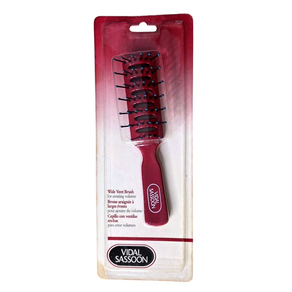 Vtg Vidal Sassoon Wide Vent Brush Red 7048 Mini Size Volume New Teal Color Tip